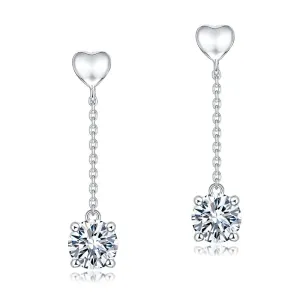 1 Carat Moissanite Diamond Dangle Earrings 925 Sterling Silver XMFE8208