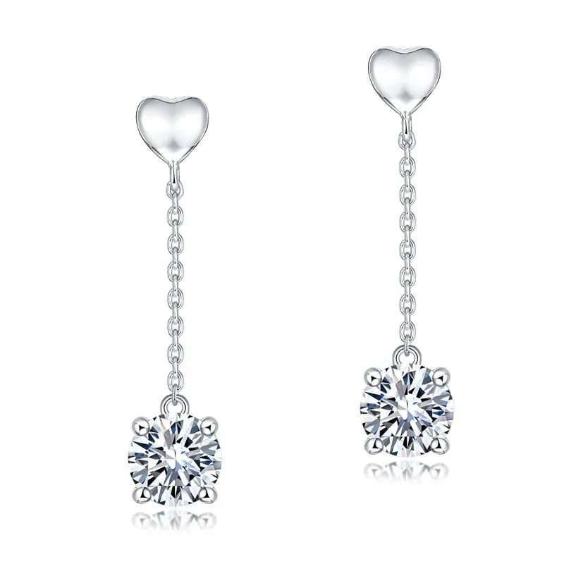1 Carat Moissanite Diamond Dangle Earrings 925 Sterling Silver XMFE8208