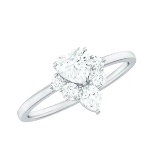 1 CT Cubic Zirconia Heart Engagement Ring with Side Stones