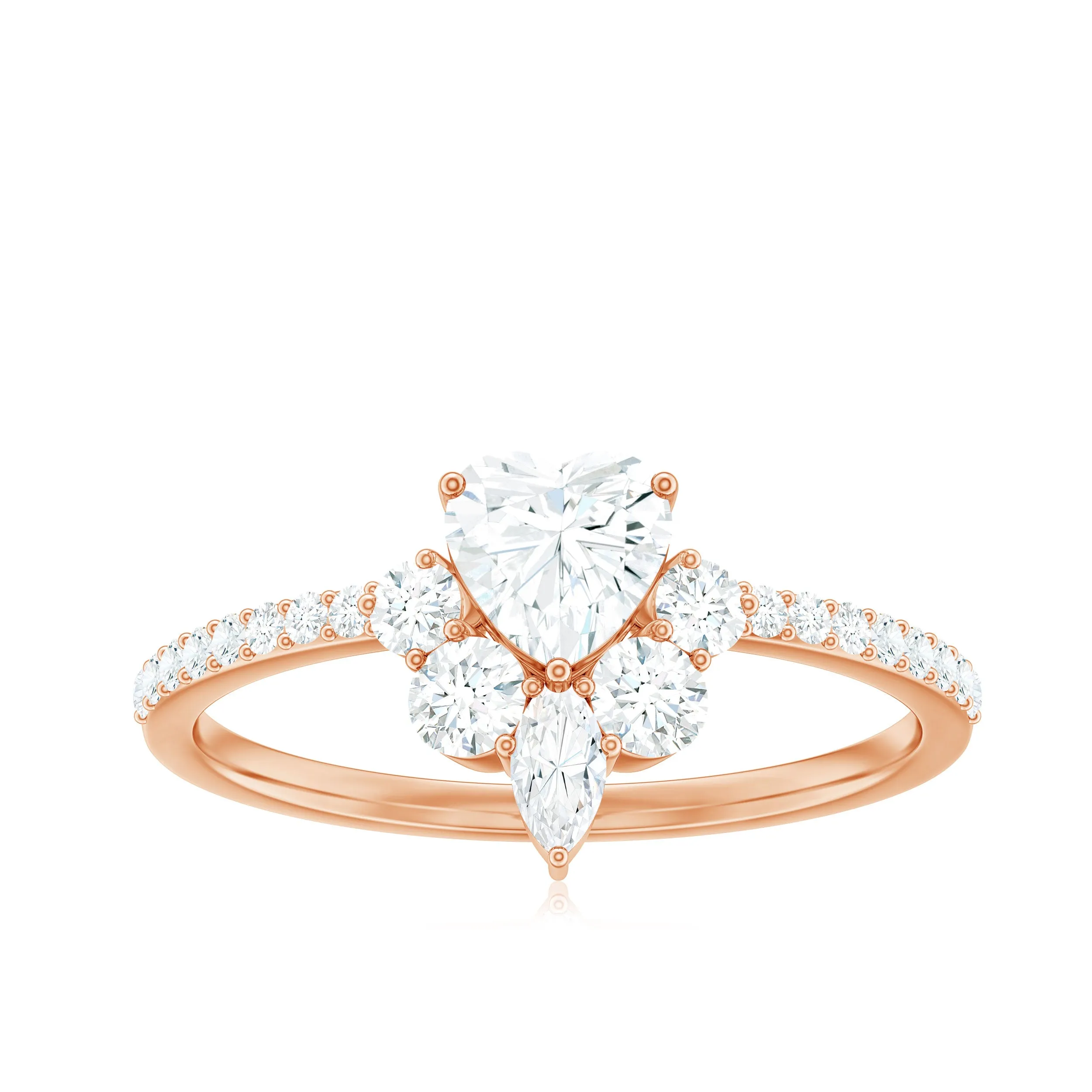 1 CT Cubic Zirconia Heart Engagement Ring with Side Stones