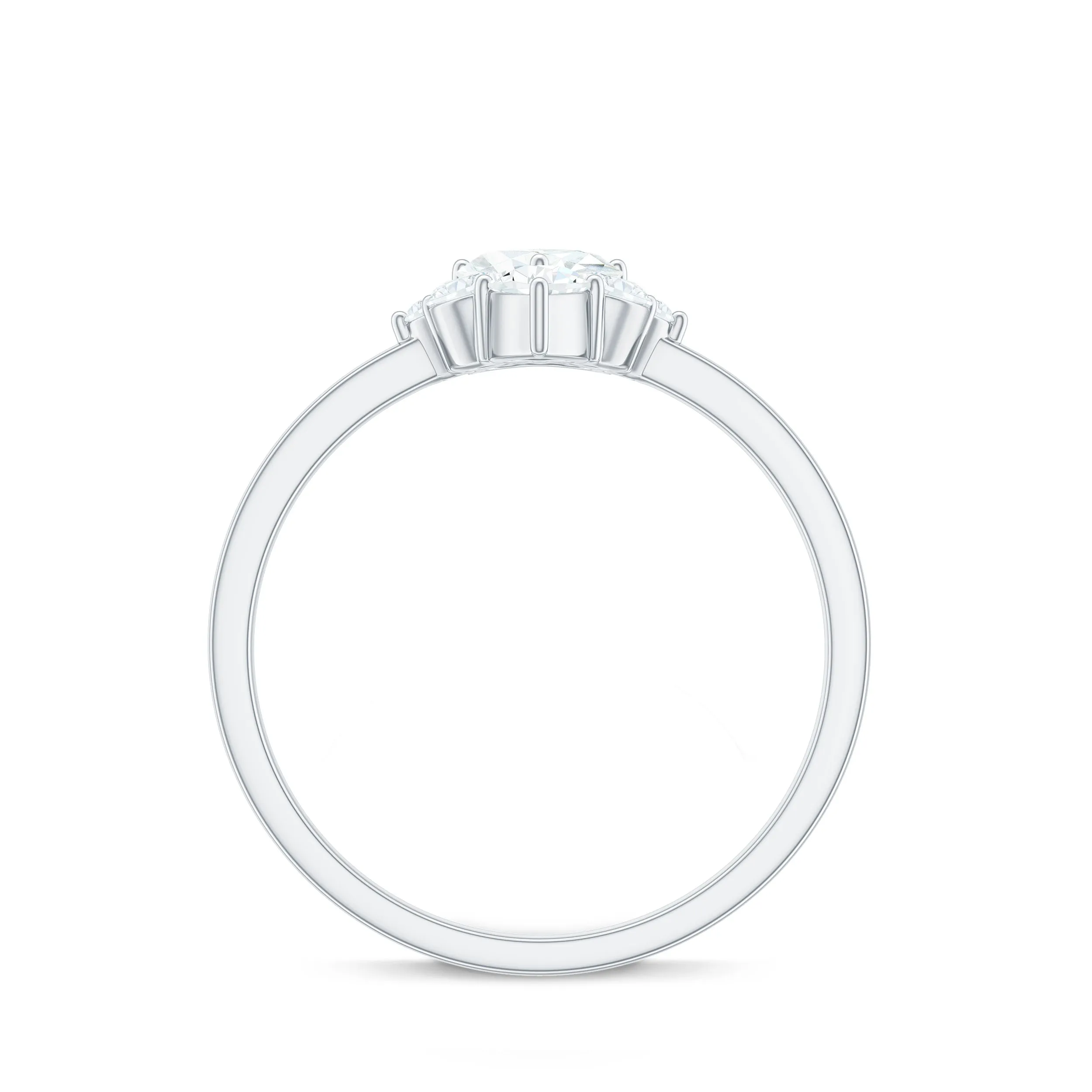 1 CT Cubic Zirconia Heart Engagement Ring with Side Stones
