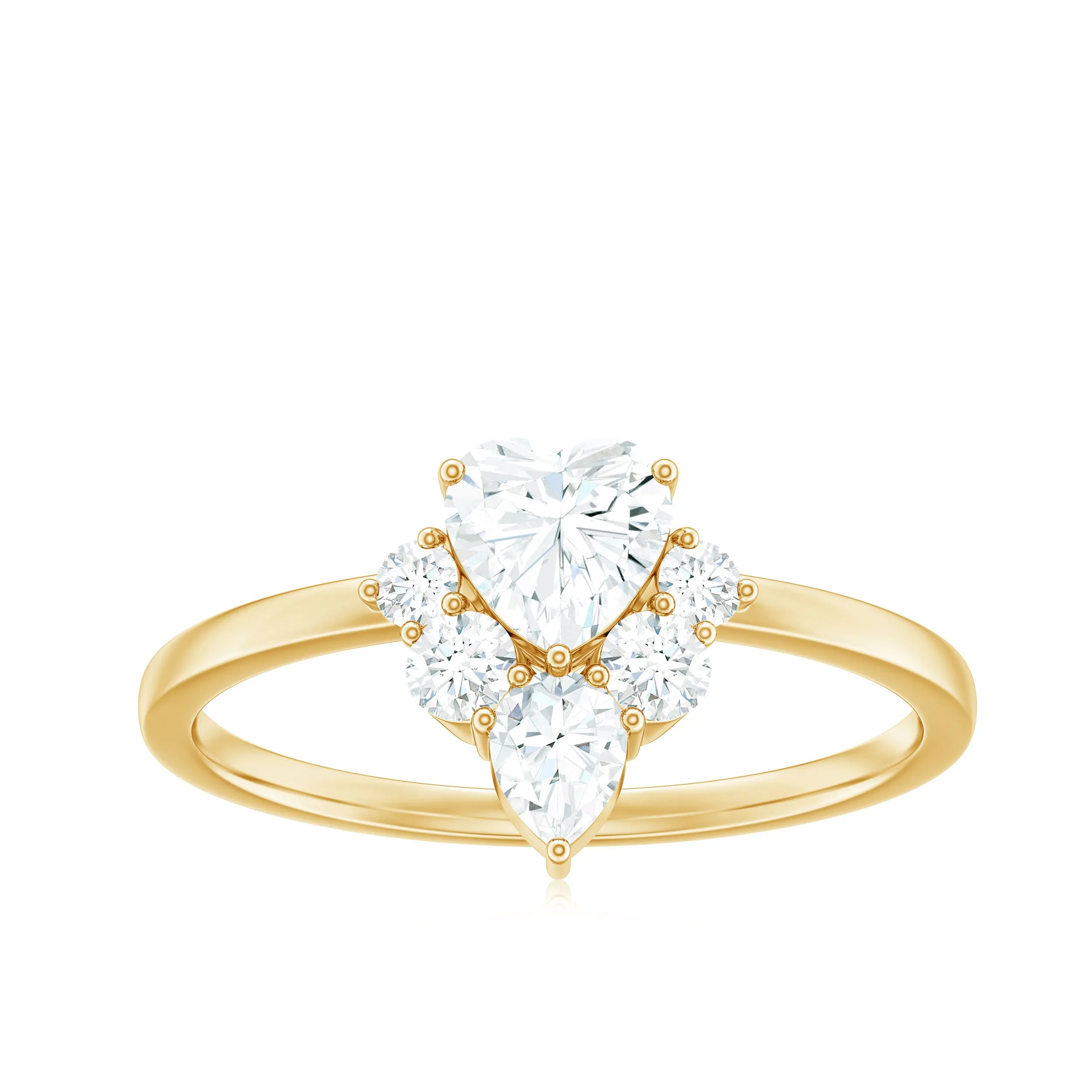 1 CT Cubic Zirconia Heart Engagement Ring with Side Stones