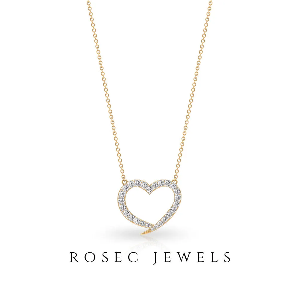 1 CT Round Cubic Zirconia Minimal Open Heart Necklace