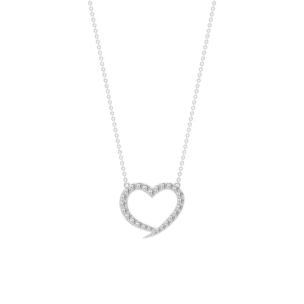 1 CT Round Cubic Zirconia Minimal Open Heart Necklace