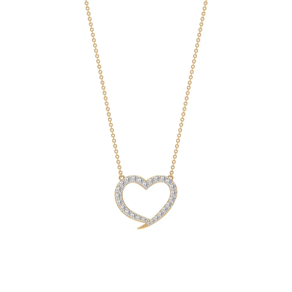 1 CT Round Cubic Zirconia Minimal Open Heart Necklace
