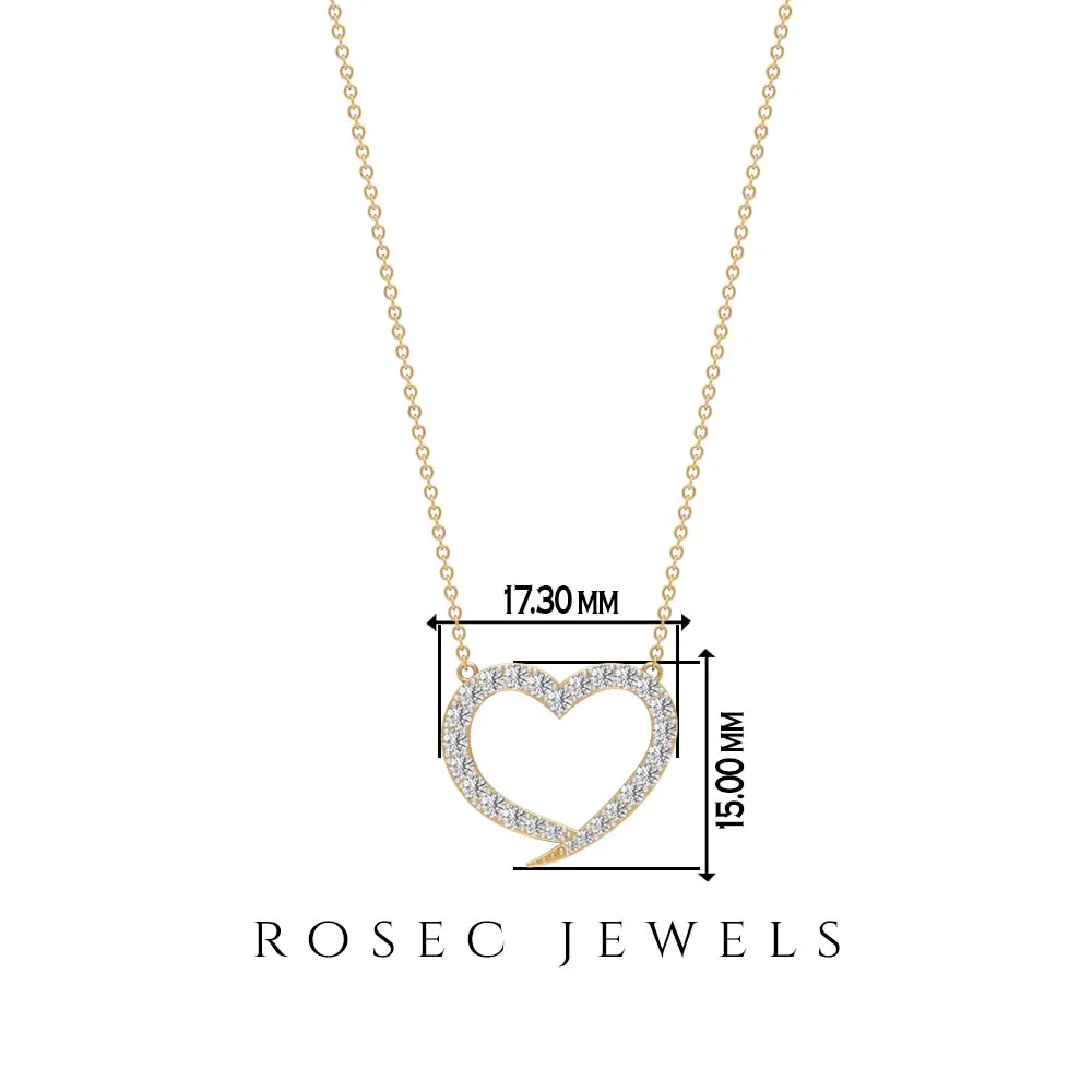 1 CT Round Cubic Zirconia Minimal Open Heart Necklace