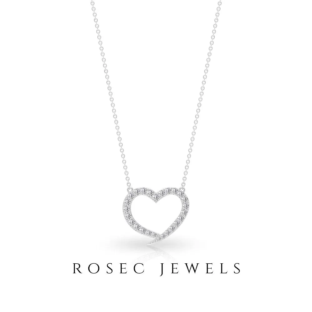 1 CT Round Cubic Zirconia Minimal Open Heart Necklace