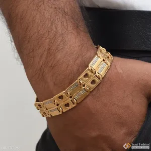 1 Gram Gold Plated 2 Line Heart Fashionable Design Bracelet for Men - Style C251