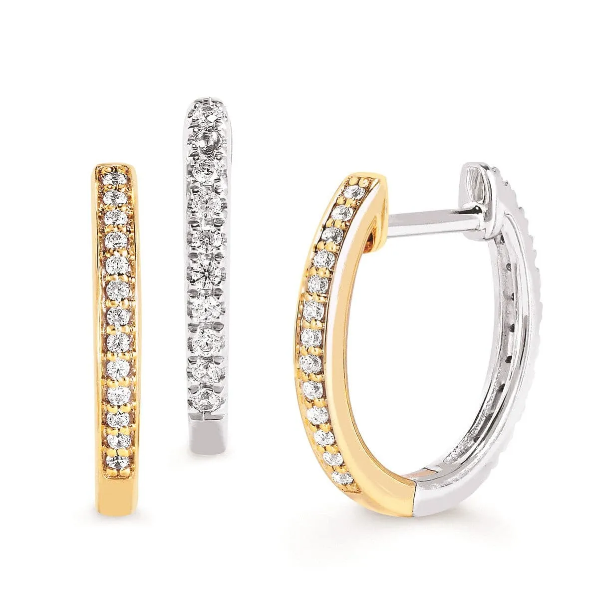 10K Two Tone Diamond Reversible Huggies