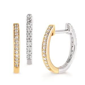 10K Two Tone Diamond Reversible Huggies