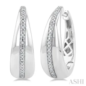 1/10 ctw Bold Wide Round Cut Diamond Hoop Earring in Sterling Silver