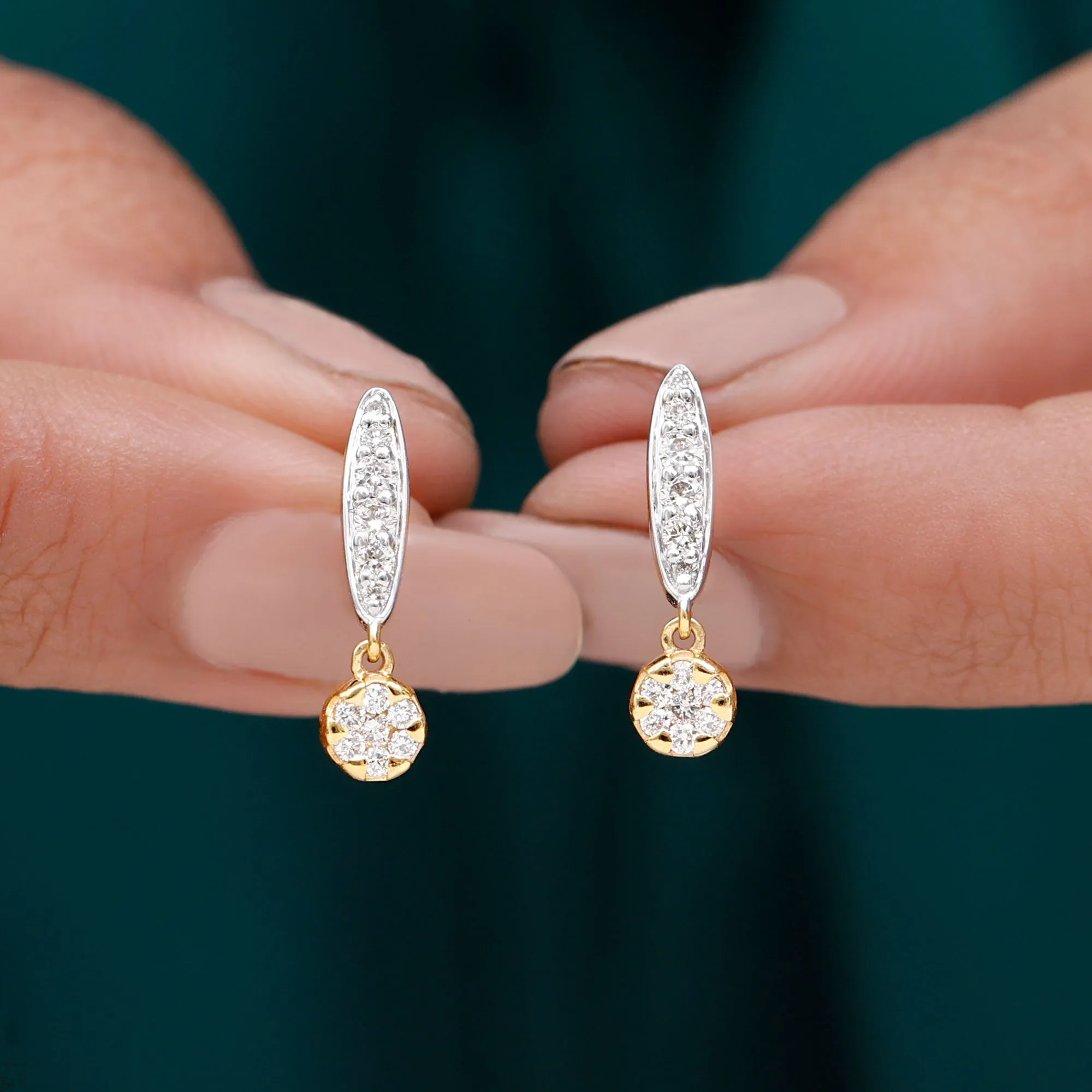 1/2 CT Diamond and Minimal Bar Drop Earrings