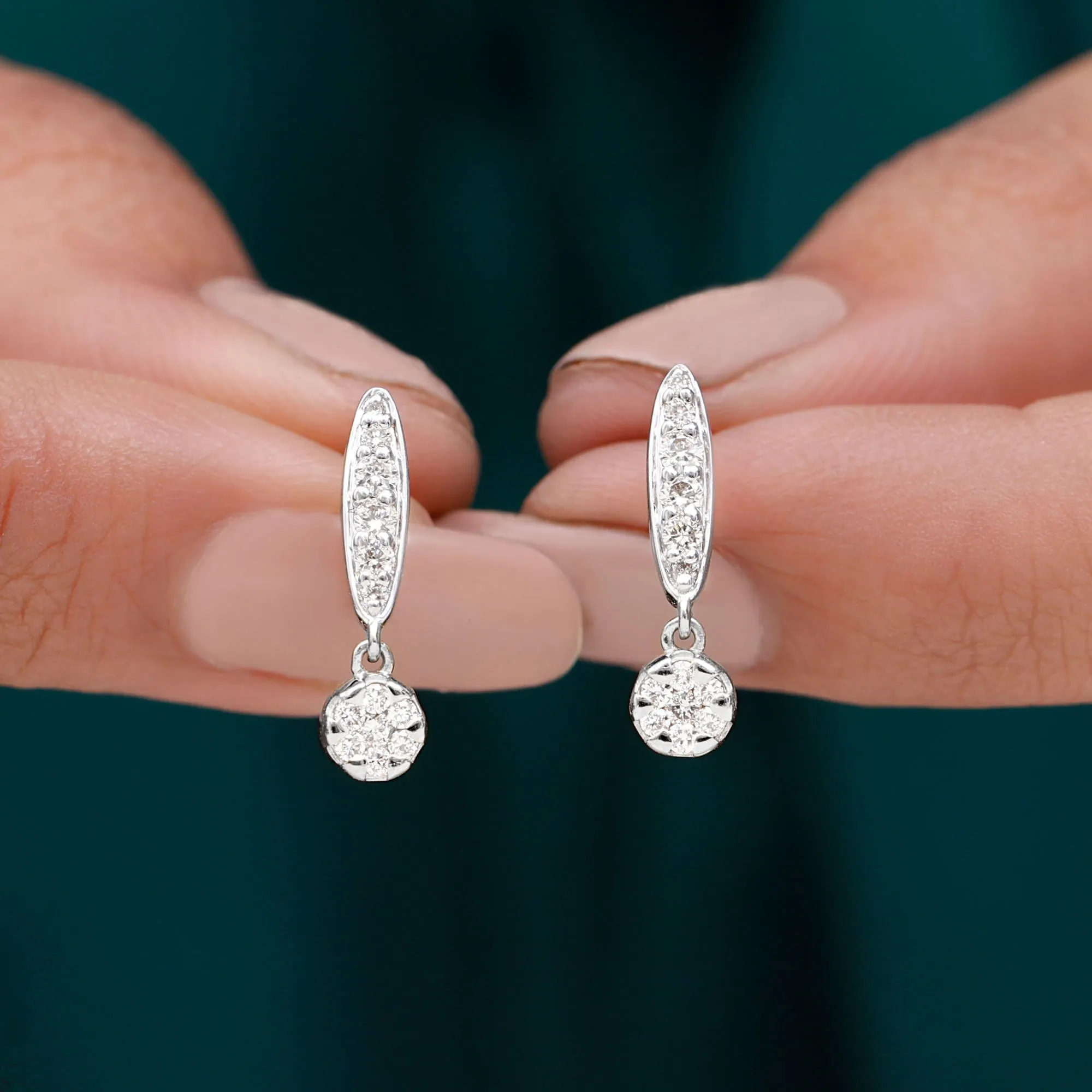 1/2 CT Diamond and Minimal Bar Drop Earrings