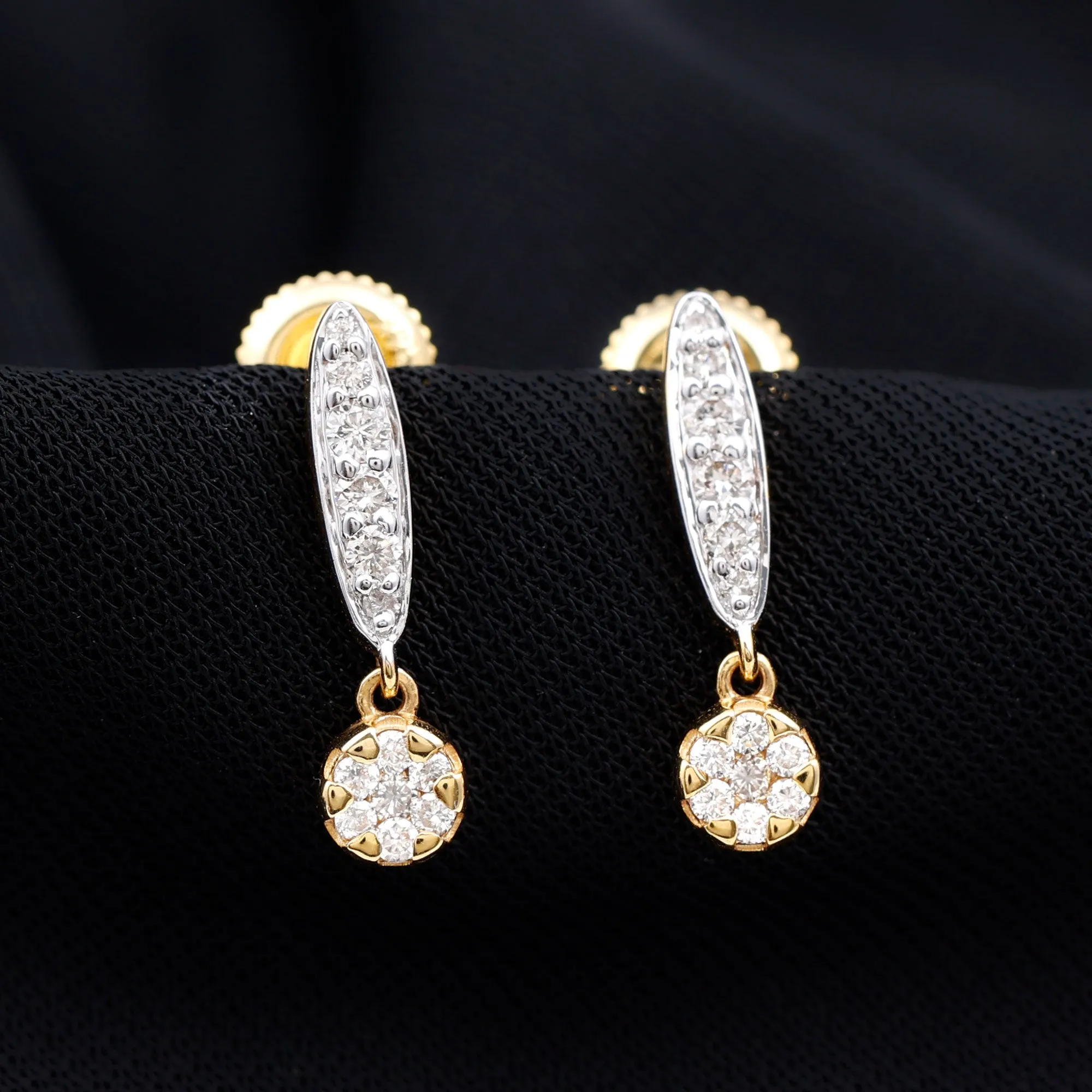 1/2 CT Diamond and Minimal Bar Drop Earrings