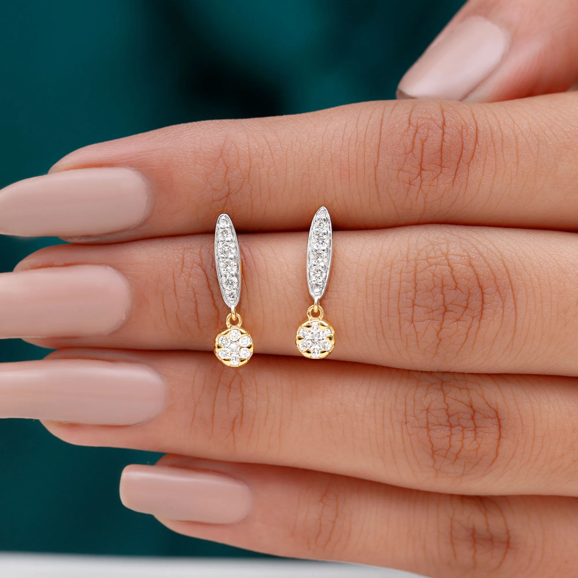 1/2 CT Diamond and Minimal Bar Drop Earrings