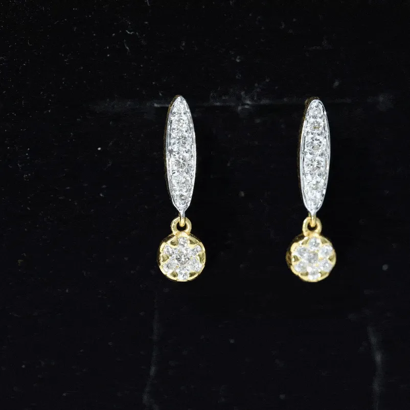 1/2 CT Diamond and Minimal Bar Drop Earrings