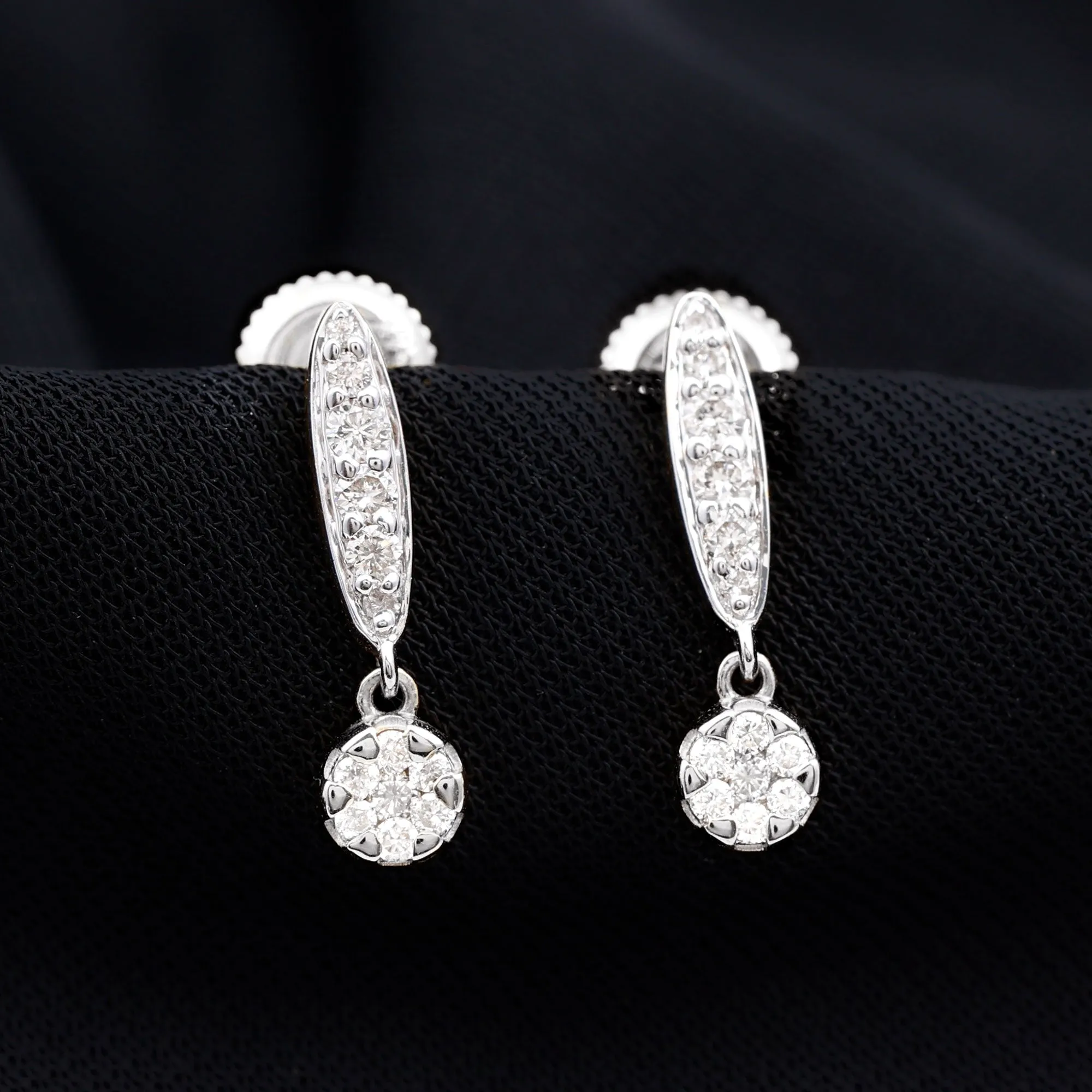 1/2 CT Diamond and Minimal Bar Drop Earrings
