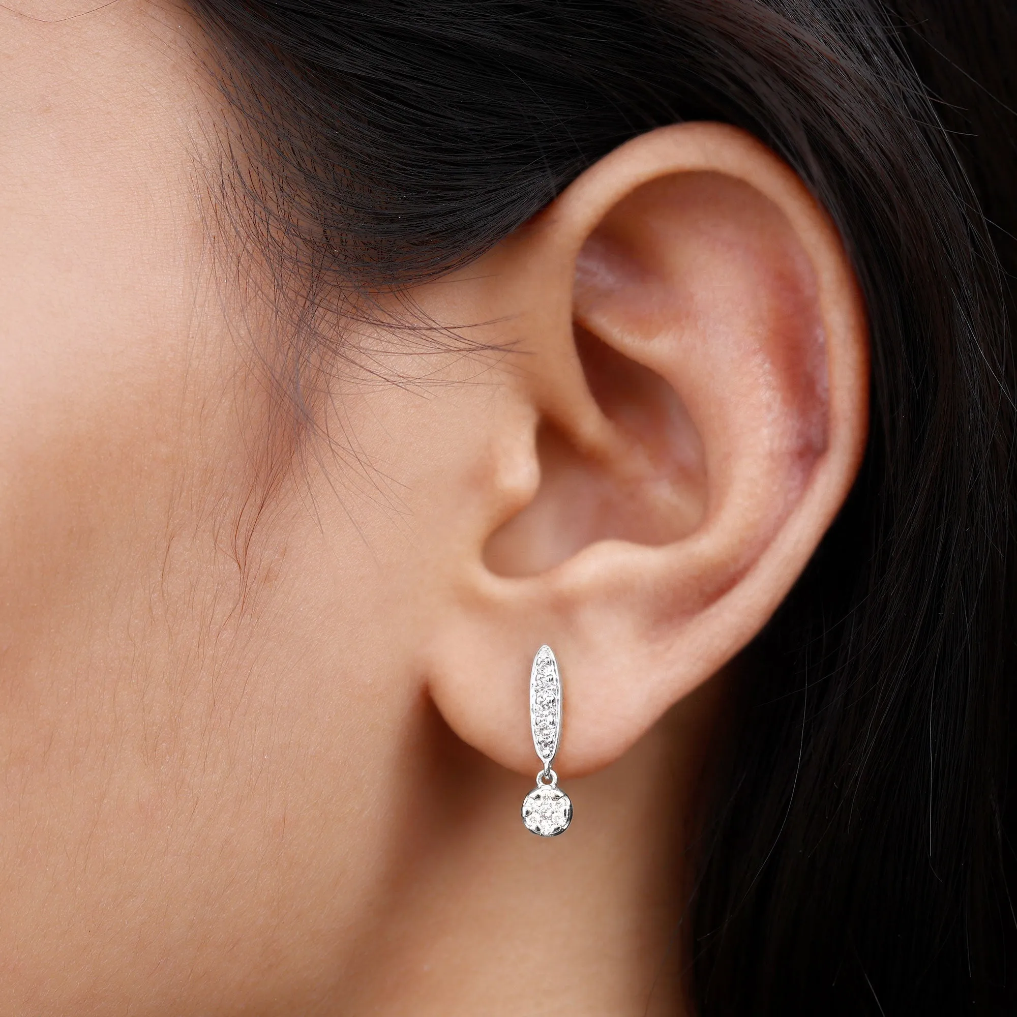 1/2 CT Diamond and Minimal Bar Drop Earrings