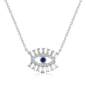 14k Gold & Diamond Evil Eye Necklace - 0.24ct