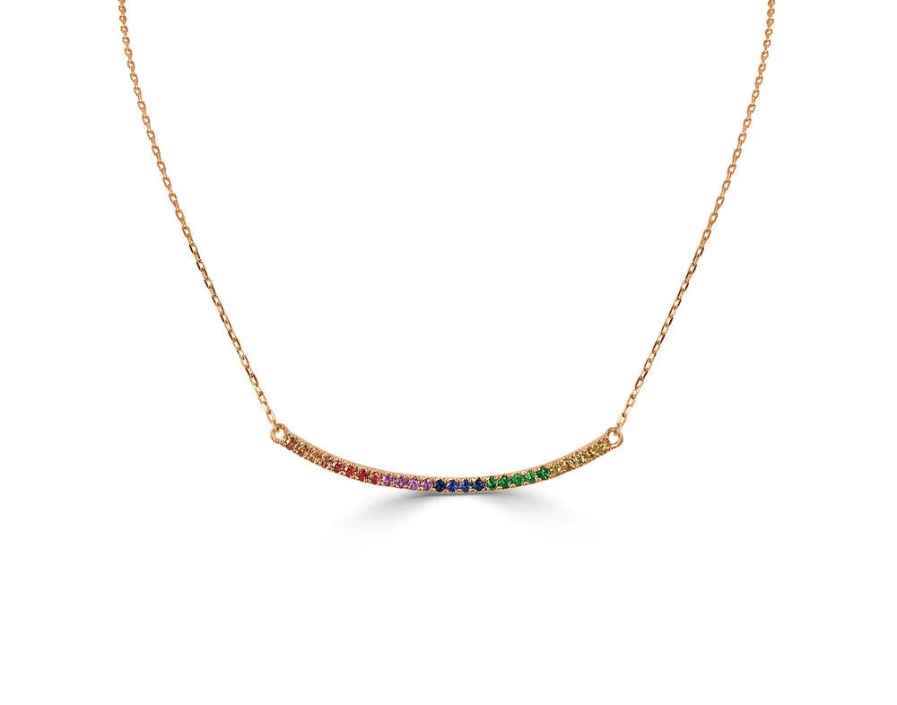 14k Gold & Rainbow Sapphire Necklace - 0.37ct
