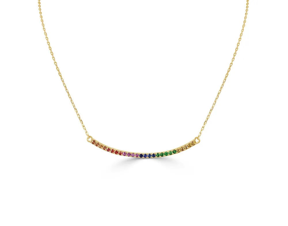 14k Gold & Rainbow Sapphire Necklace - 0.37ct