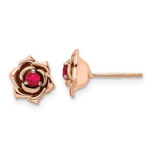 14k White and Rose Gold Ruby Flower Earrings