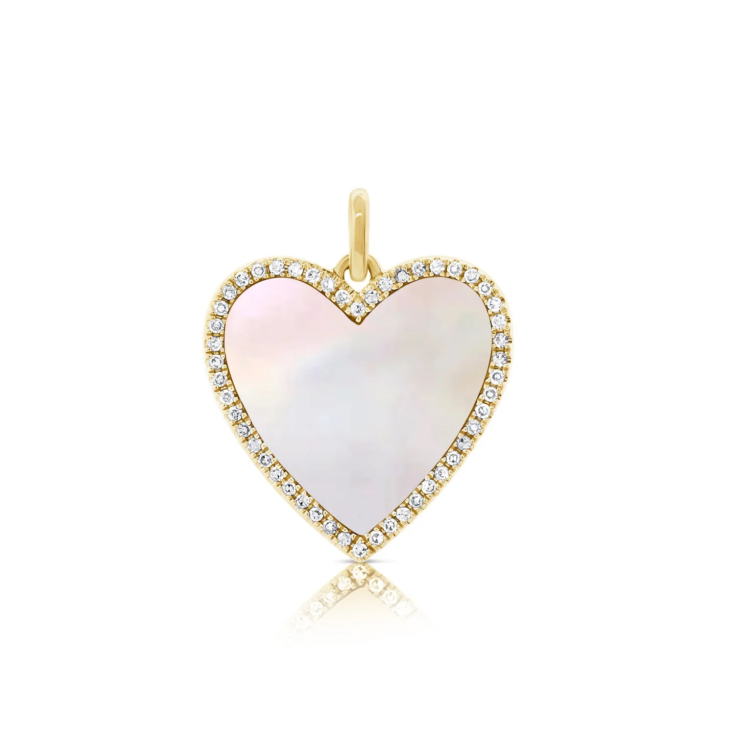 14K White Gold Diamond   Mother of Pearl Heart Pendant