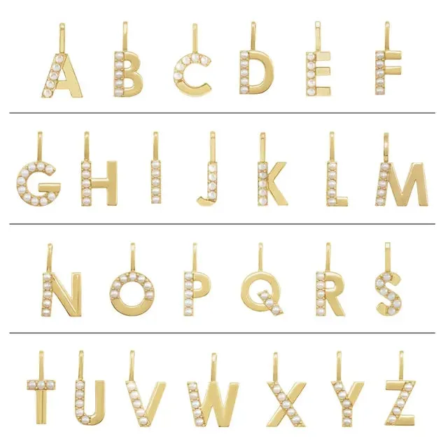 14K Yellow Gold Cultured White Pearl Initial C Charm/Pendant