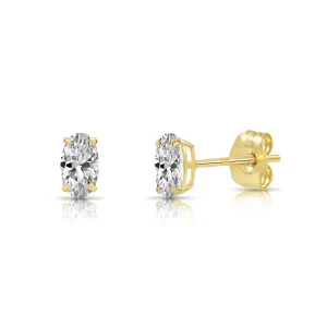 14k Yellow Gold CZ Oval Push Backs