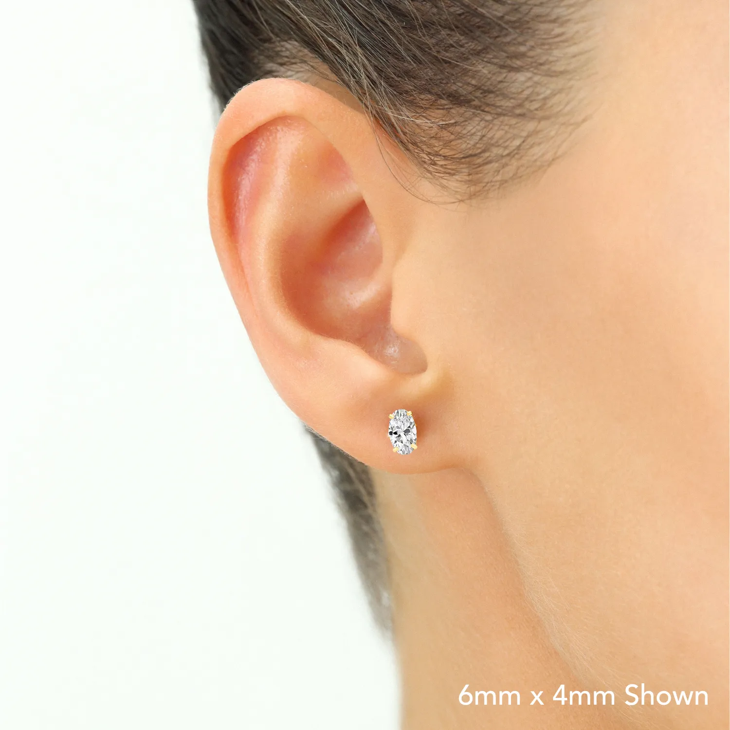 14k Yellow Gold CZ Oval Push Backs
