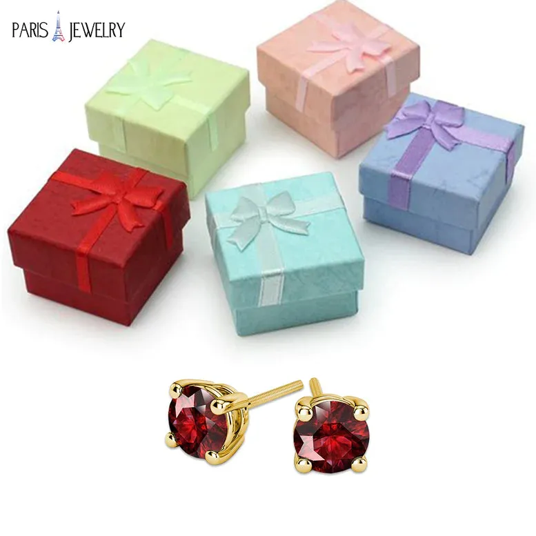 14k Yellow Gold Plated 3 Ct Round Created Ruby Stud Earrings