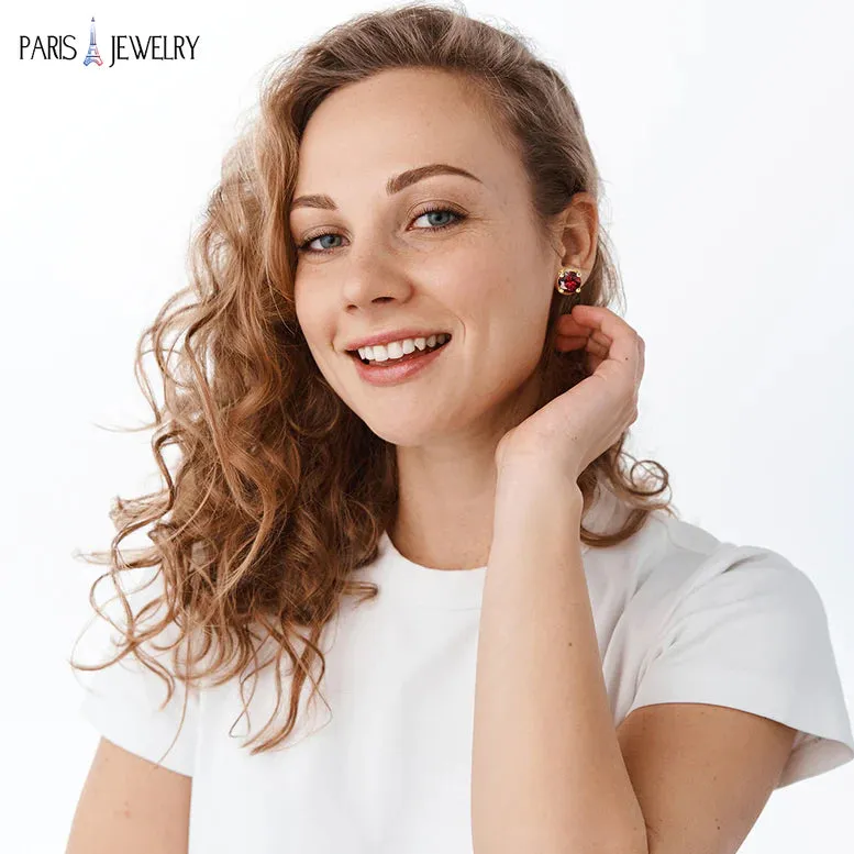 14k Yellow Gold Plated 3 Ct Round Created Ruby Stud Earrings
