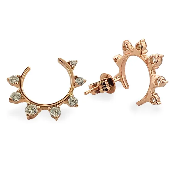 14KT Rose Gold and Diamond "Crown" Earrings