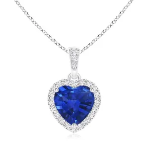 1.68 CT. Heart Sapphire and White Sapphire Pendant