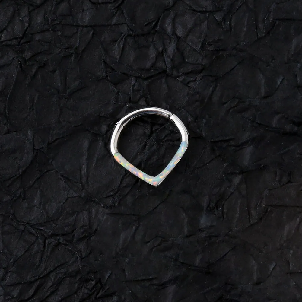 16G 8/10mm White Opal Triangle Septum Segment Ring