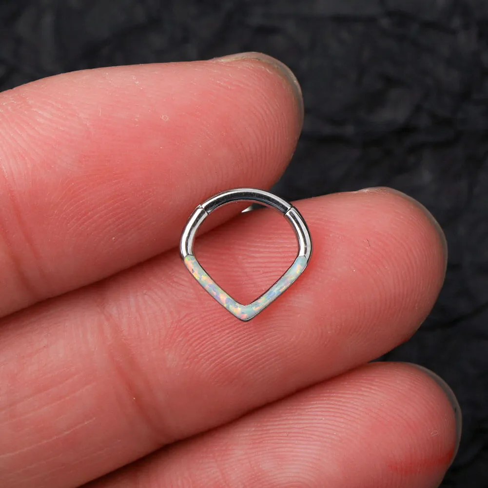 16G 8/10mm White Opal Triangle Septum Segment Ring