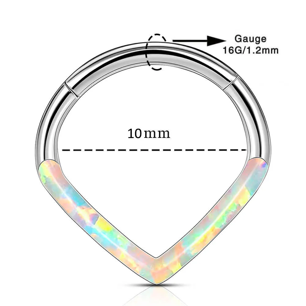 16G 8/10mm White Opal Triangle Septum Segment Ring