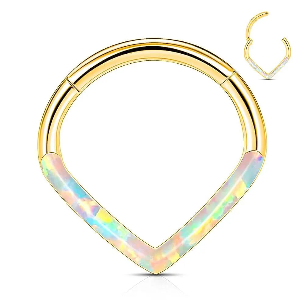 16G 8/10mm White Opal Triangle Septum Segment Ring