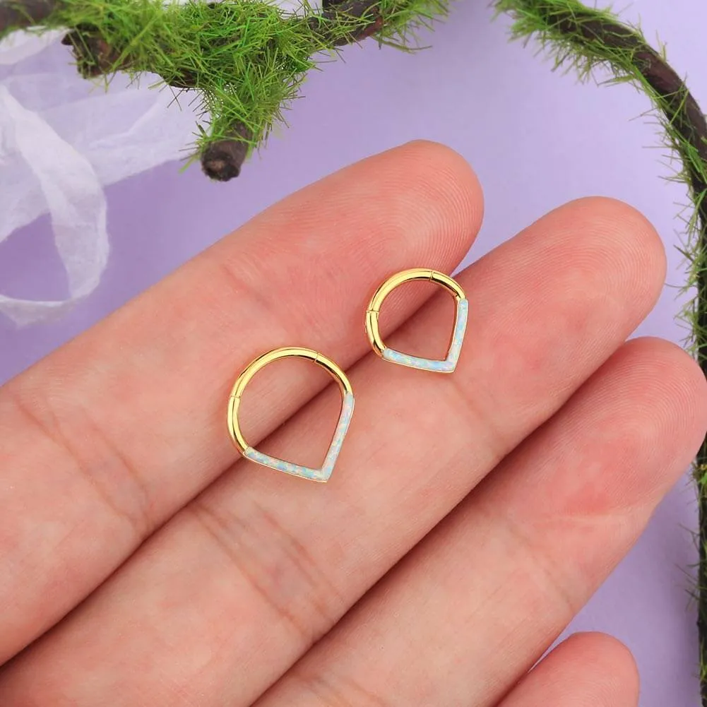 16G 8/10mm White Opal Triangle Septum Segment Ring