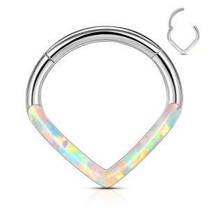 16G 8/10mm White Opal Triangle Septum Segment Ring