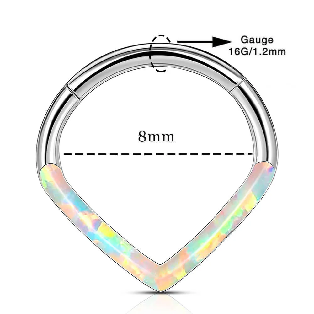 16G 8/10mm White Opal Triangle Septum Segment Ring