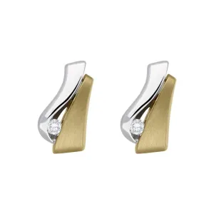 18ct White and Yellow Gold Diamond Shaped Stud Earrings
