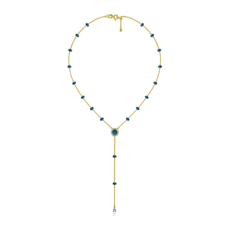18k Gold By the Yard Sapphire Dangle Necklace