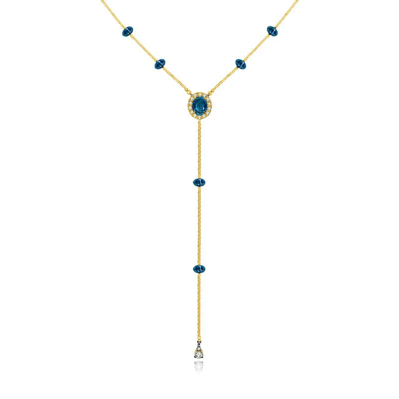 18k Gold By the Yard Sapphire Dangle Necklace