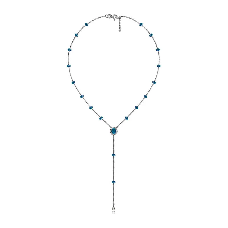 18k Gold By the Yard Sapphire Dangle Necklace