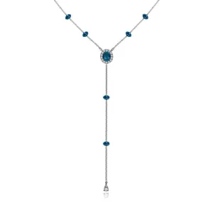 18k Gold By the Yard Sapphire Dangle Necklace