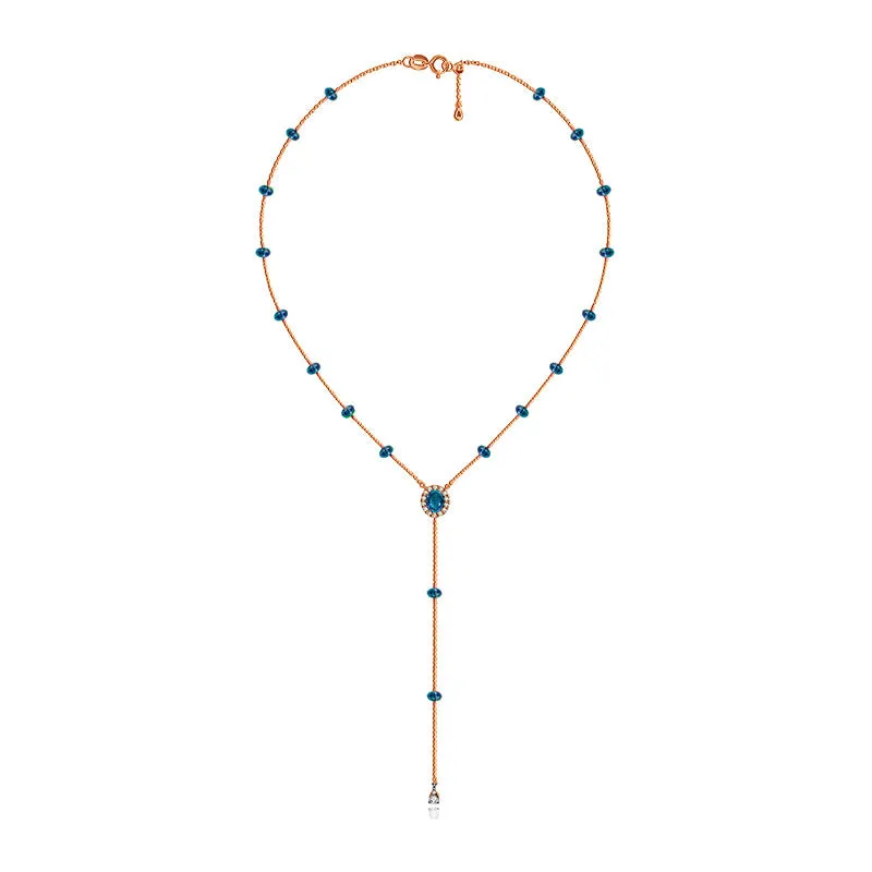 18k Gold By the Yard Sapphire Dangle Necklace