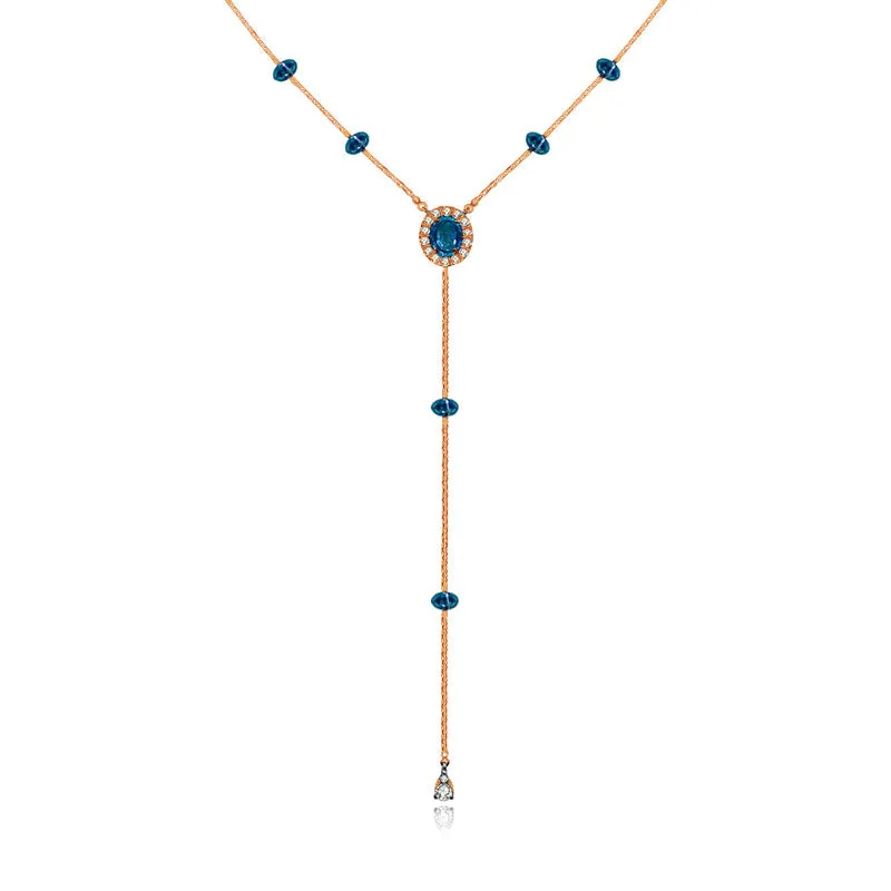 18k Gold By the Yard Sapphire Dangle Necklace