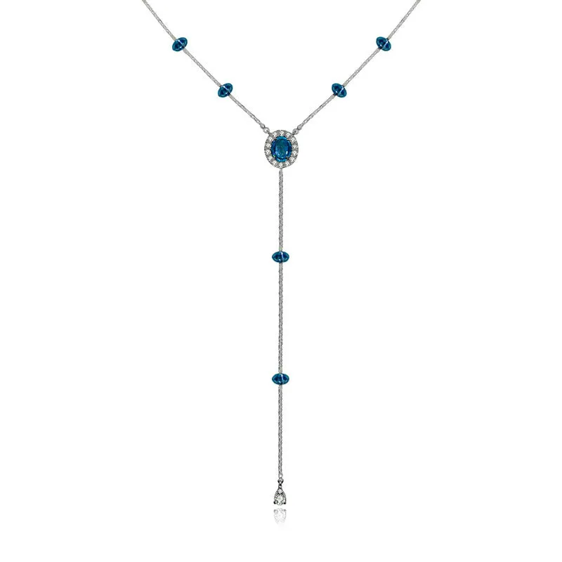 18k Gold By the Yard Sapphire Dangle Necklace