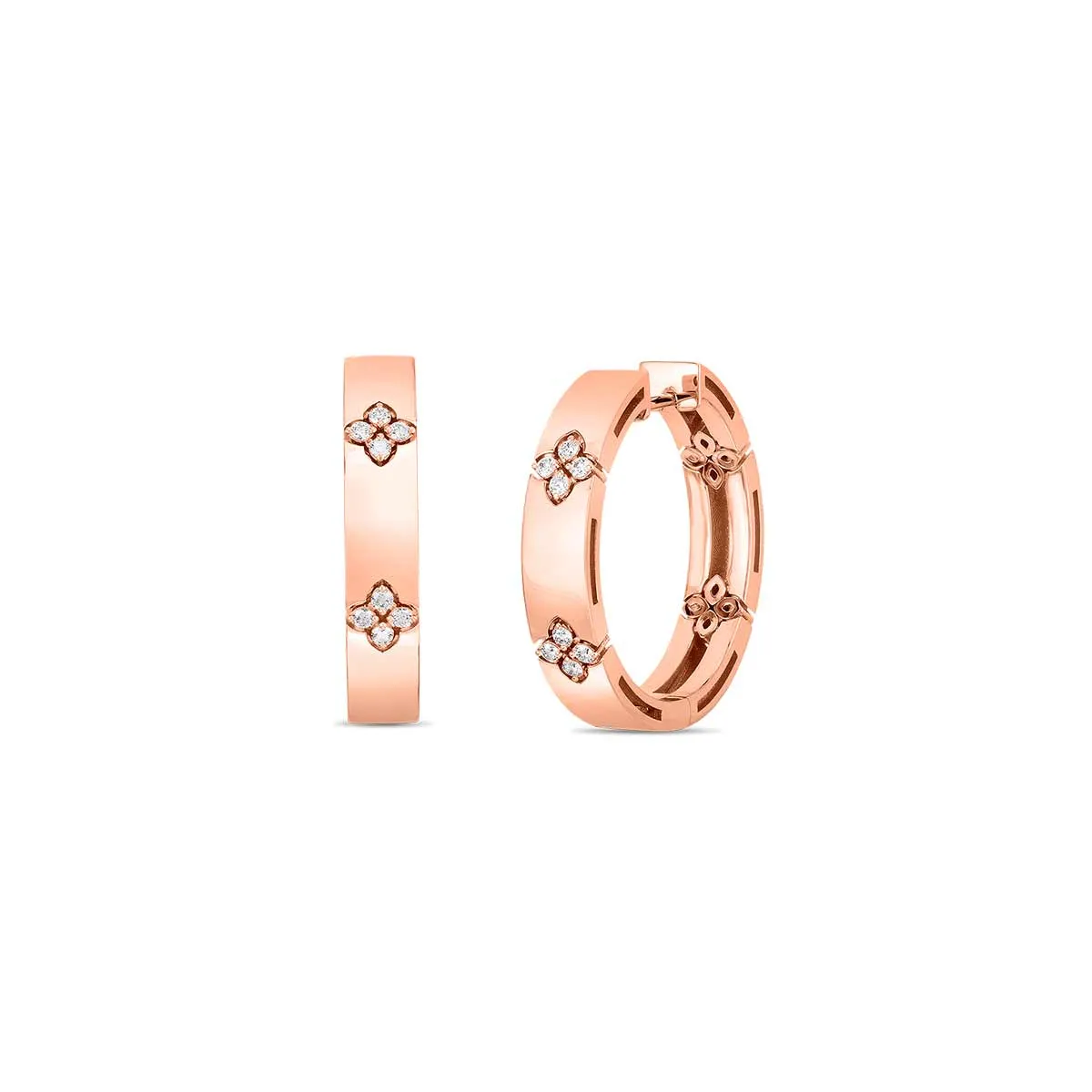 18K Gold Love in Verona 20mm Hoops with Diamond Flowers